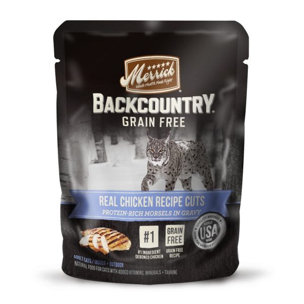 Merrick Backcountry Grain Free Real Chicken Cuts Recipe Cat Food Pouch Online now