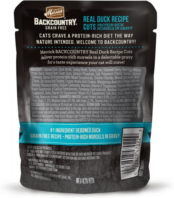 Merrick Backcountry Grain Free Real Duck Cuts Recipe Cat Food Pouch Online