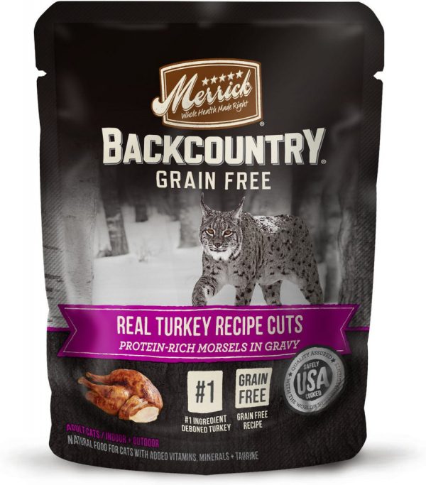 Merrick Backcountry Grain Free Real Turkey Cuts Recipe Cat Food Pouch Fashion