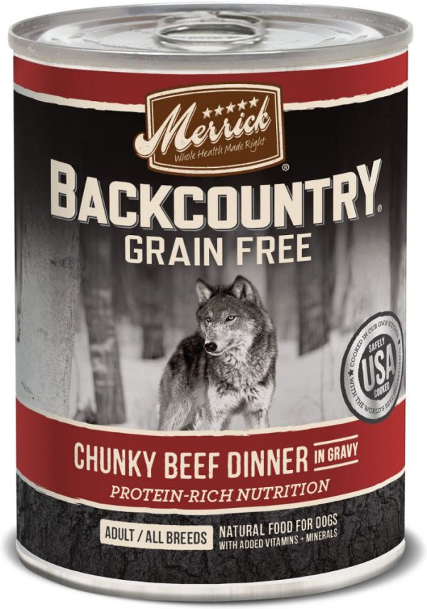 Merrick Backcountry Grain Free Chunky Beef Canned Dog Food For Cheap